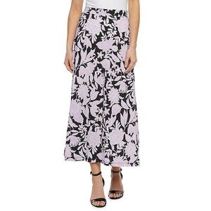 Floral Maxi Skirt in Light Pink and Black, Sz XL